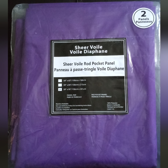 New 2 Purple Voile Panels - Picture 2 of 3
